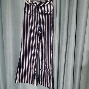 Better Be Navy and White Striped Wide Leg Pants